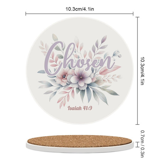 Chosen Christian Round Ceramic Coaster - ClaimedbyGodDesigns