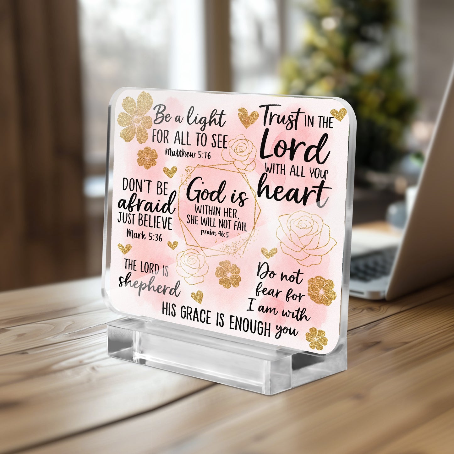 He Is Within Her Christian Acrylic Plaque with Stand - Rectangle - ClaimedbyGodDesigns