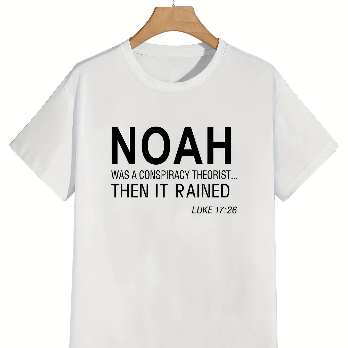 Plus Size Men's "Noah" Print T-shirts, Casual Oversized Graphic Tees For Summer Fitness Sports Leisurewear claimedbygoddesigns