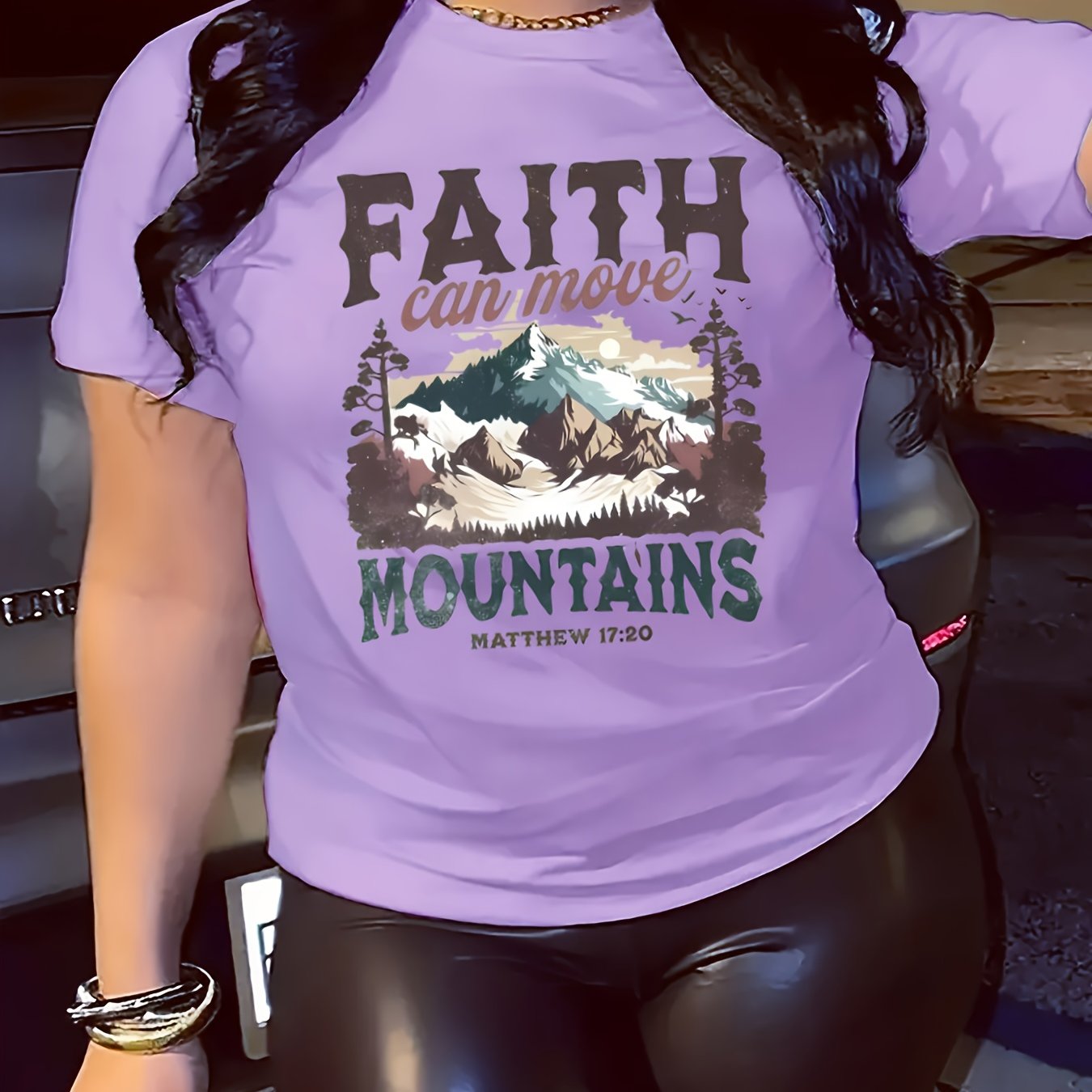 Faith Can Move Mountains Plus Size Women's Christian T-shirt claimedbygoddesigns