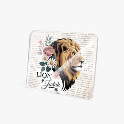 Lion Of Judah Acrylic Plaque with Stand - Rectangle - ClaimedbyGodDesigns