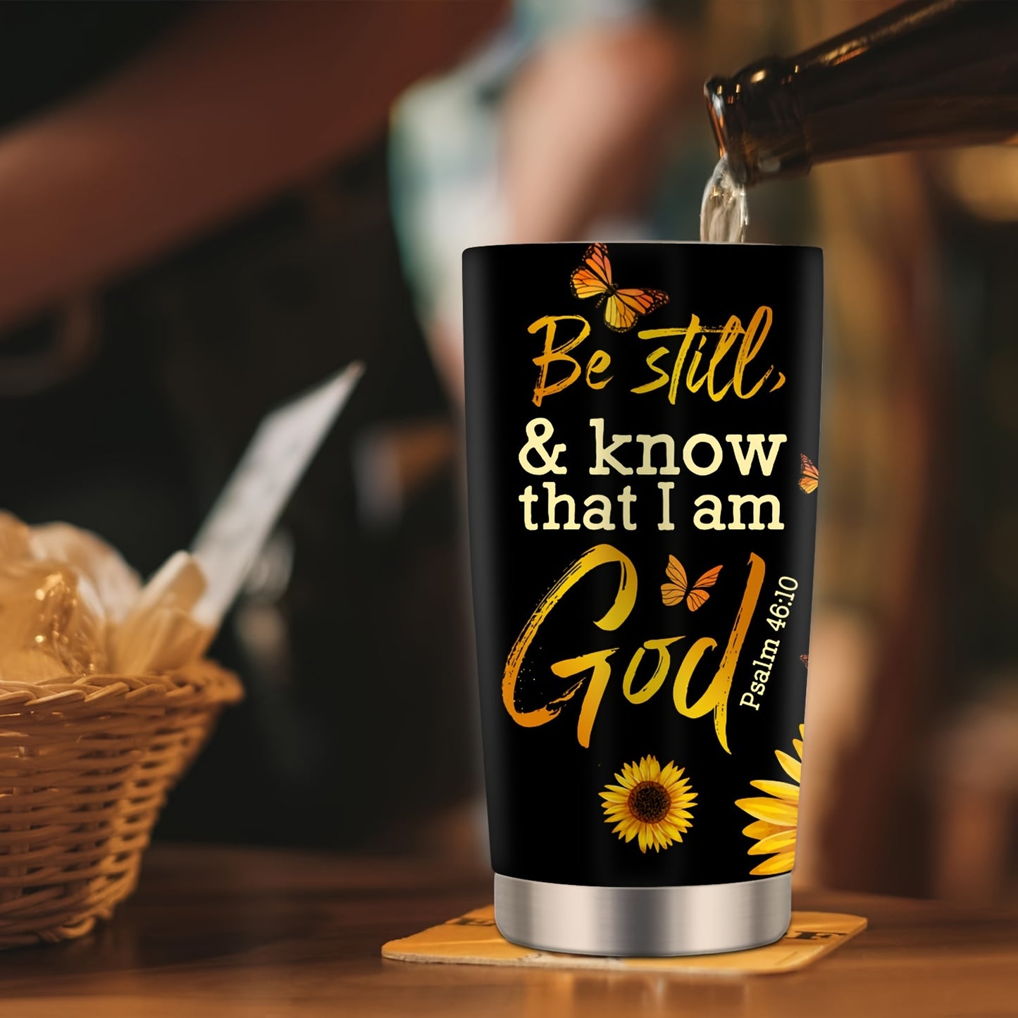 Faith Be Still & Know That I Am God Christian Insulated Stainless Steel Tumbler 20oz claimedbygoddesigns