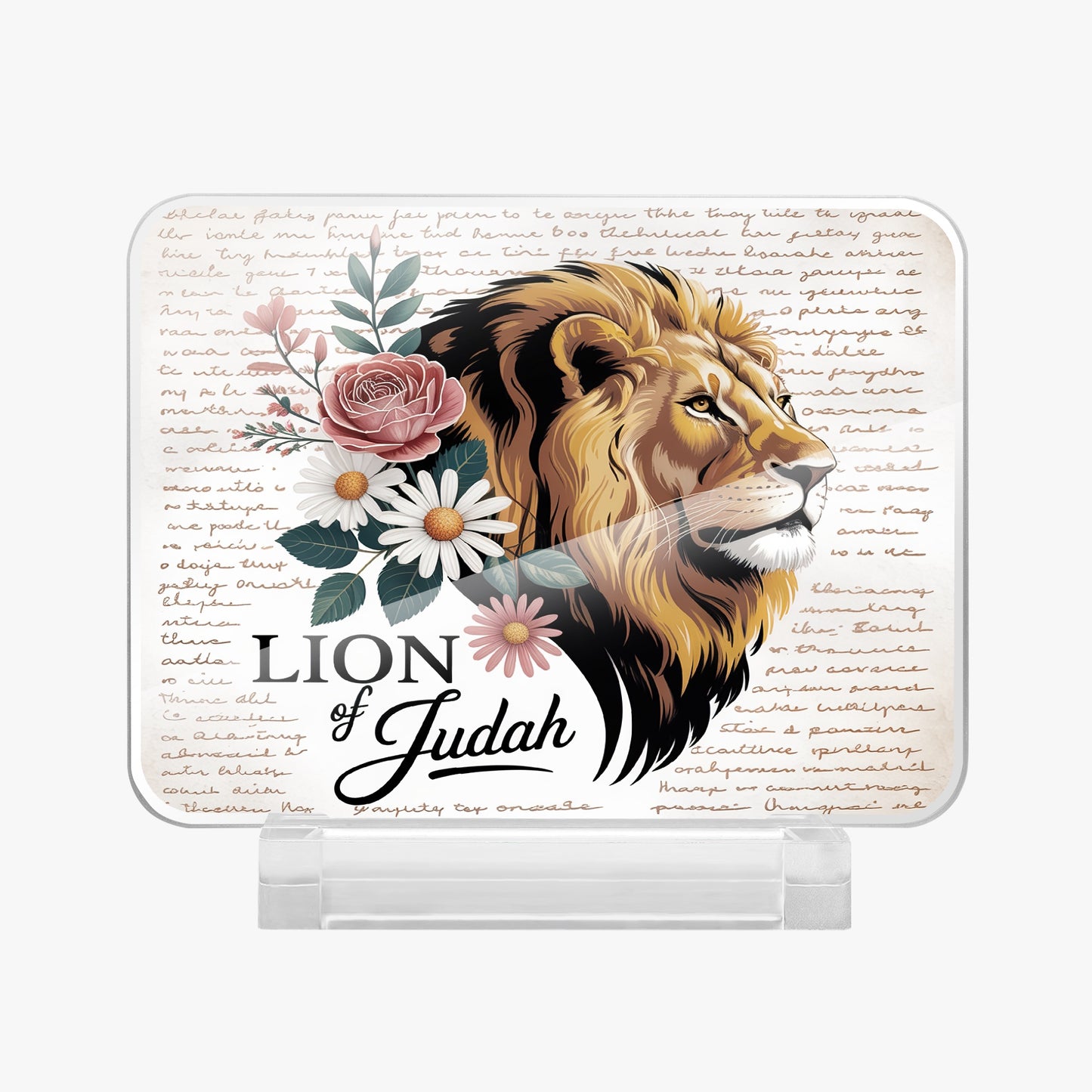 Lion Of Judah Acrylic Plaque with Stand - Rectangle - ClaimedbyGodDesigns
