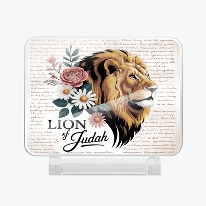 Lion Of Judah Acrylic Plaque with Stand - Rectangle - ClaimedbyGodDesigns