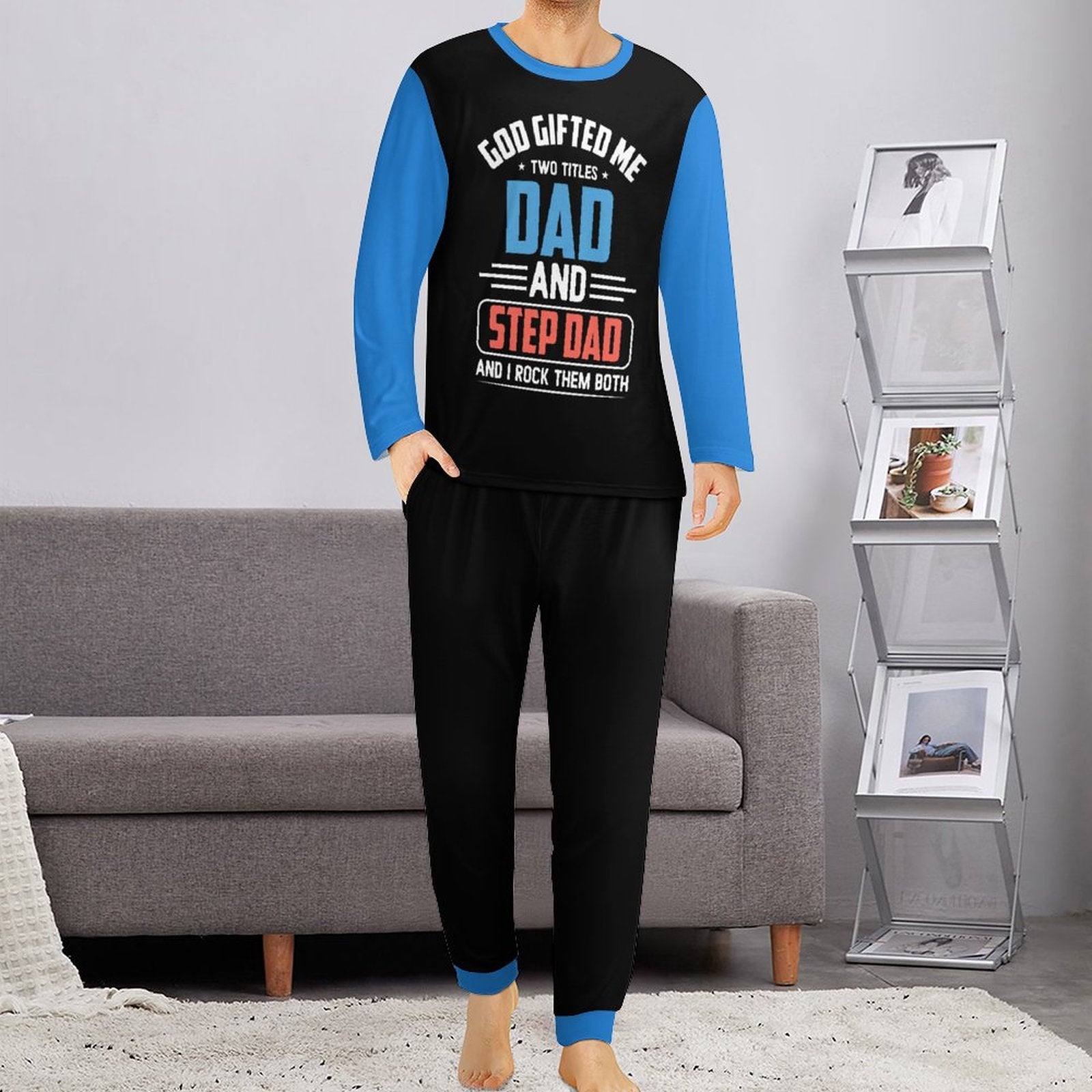 God Gifted Me Two Titles Dad And Step Dad And I Rock Them Both Men's Christian Pajamas SALE-Personal Design