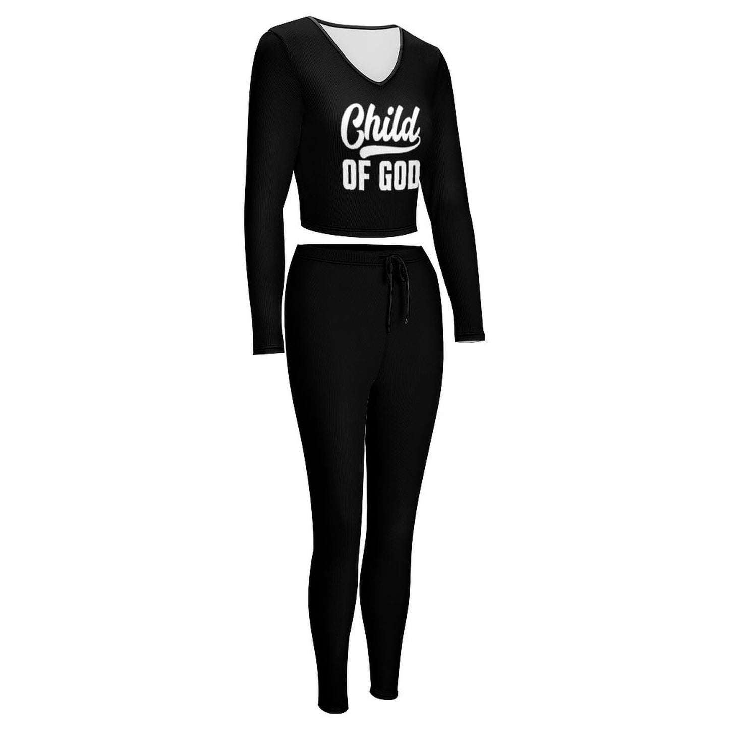 Child Of God Women's Christian Casual Outfit V neck Sweatshirt Set  SALE-Personal Design