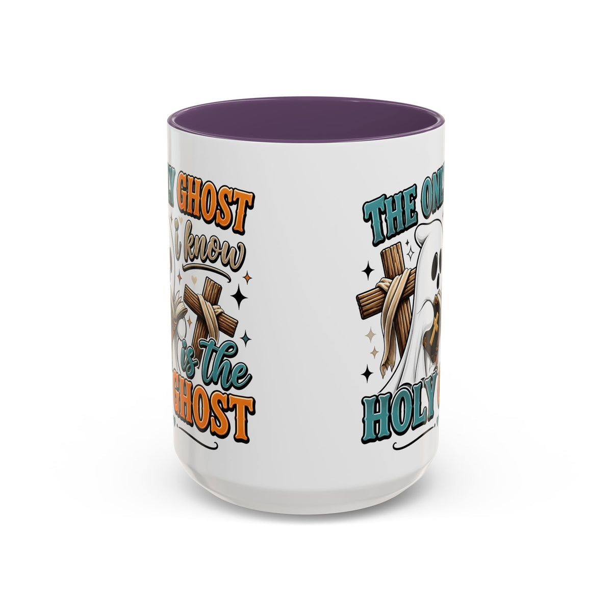 Accent Mug — "The Only Ghost I Know Is the Holy Ghost" Christian Halloween Coffee Cup
