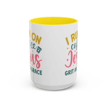 Inspirational Coffee Accent Mug - "I Run on Coffee & " - Perfect Gift for Faith & Coffee Lovers