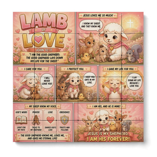 Lamb of Love – Building Block Puzzle Ornament - ClaimedbyGodDesigns