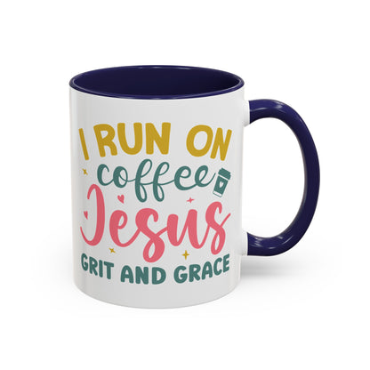 Inspirational Coffee Accent Mug - "I Run on Coffee & " - Perfect Gift for Faith & Coffee Lovers