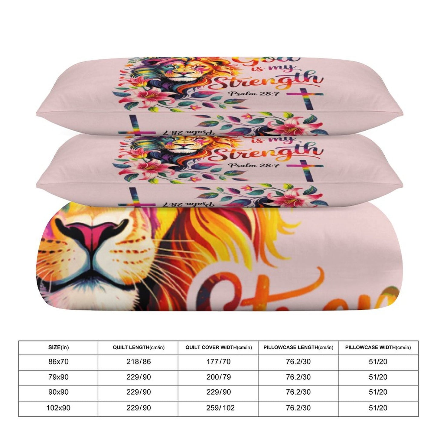 He Is My Strength 3 - PieceChristian Comforter Bedding Set - Queen - ClaimedbyGodDesigns