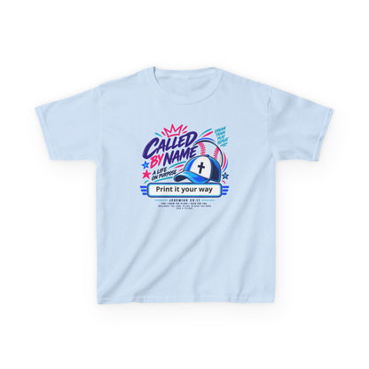 Youth Christian baseball t-shirt, Called By Name design