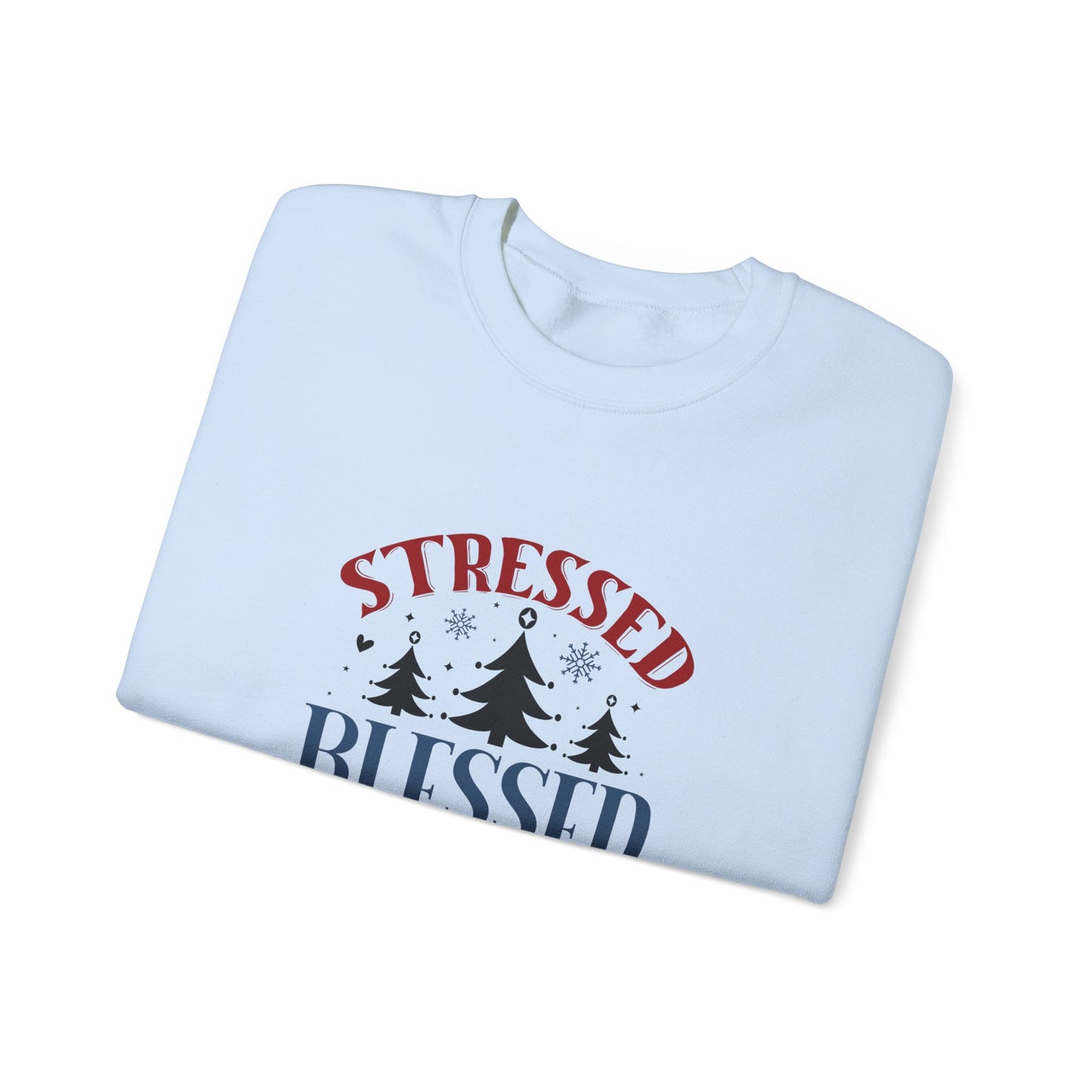 Stressed Blessed Christmas Obsessed Unisex Heavy Blend™ Crewneck Christian Sweatshirt