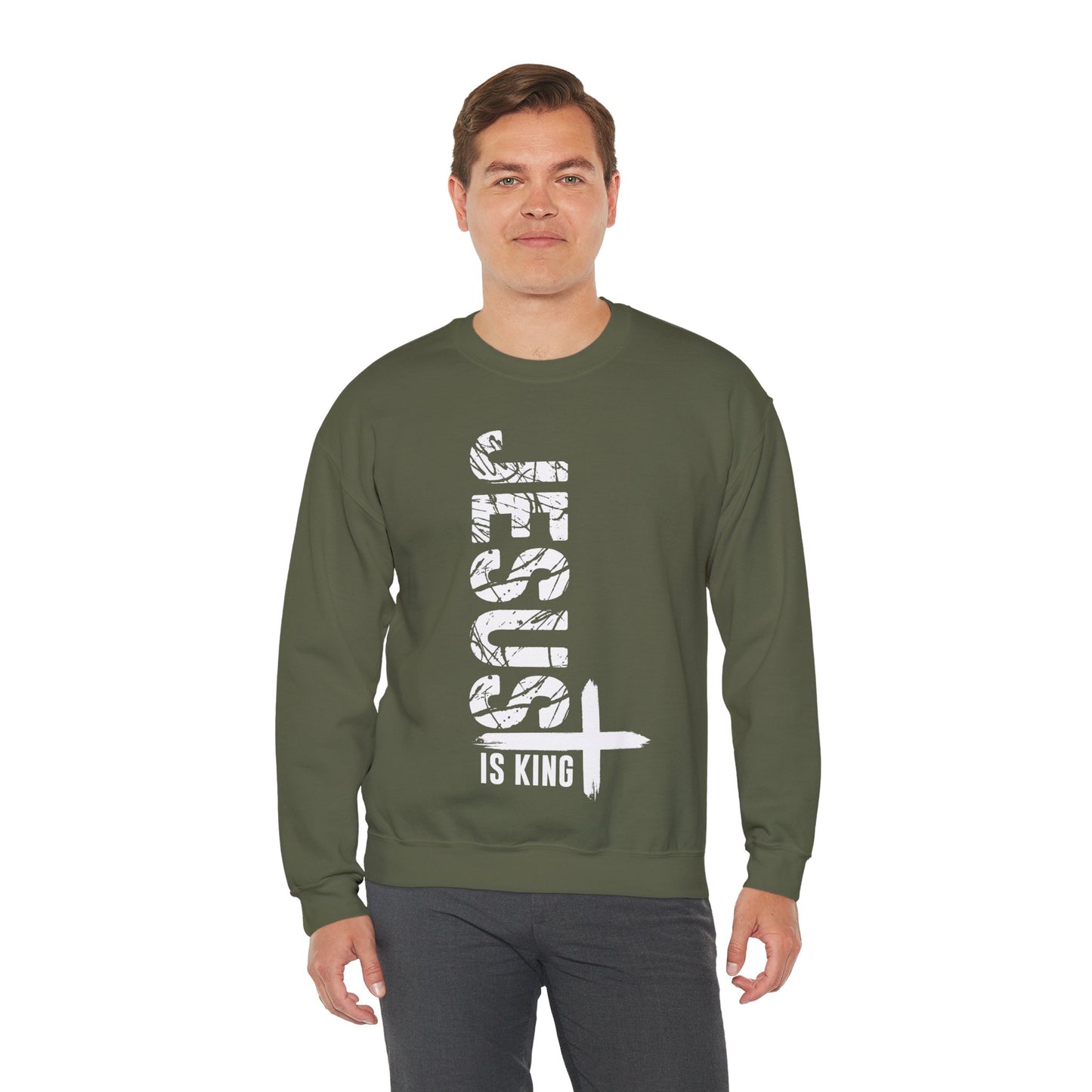 Jesus Is King Unisex Heavy Blend™ Crewneck Christian Sweatshirt