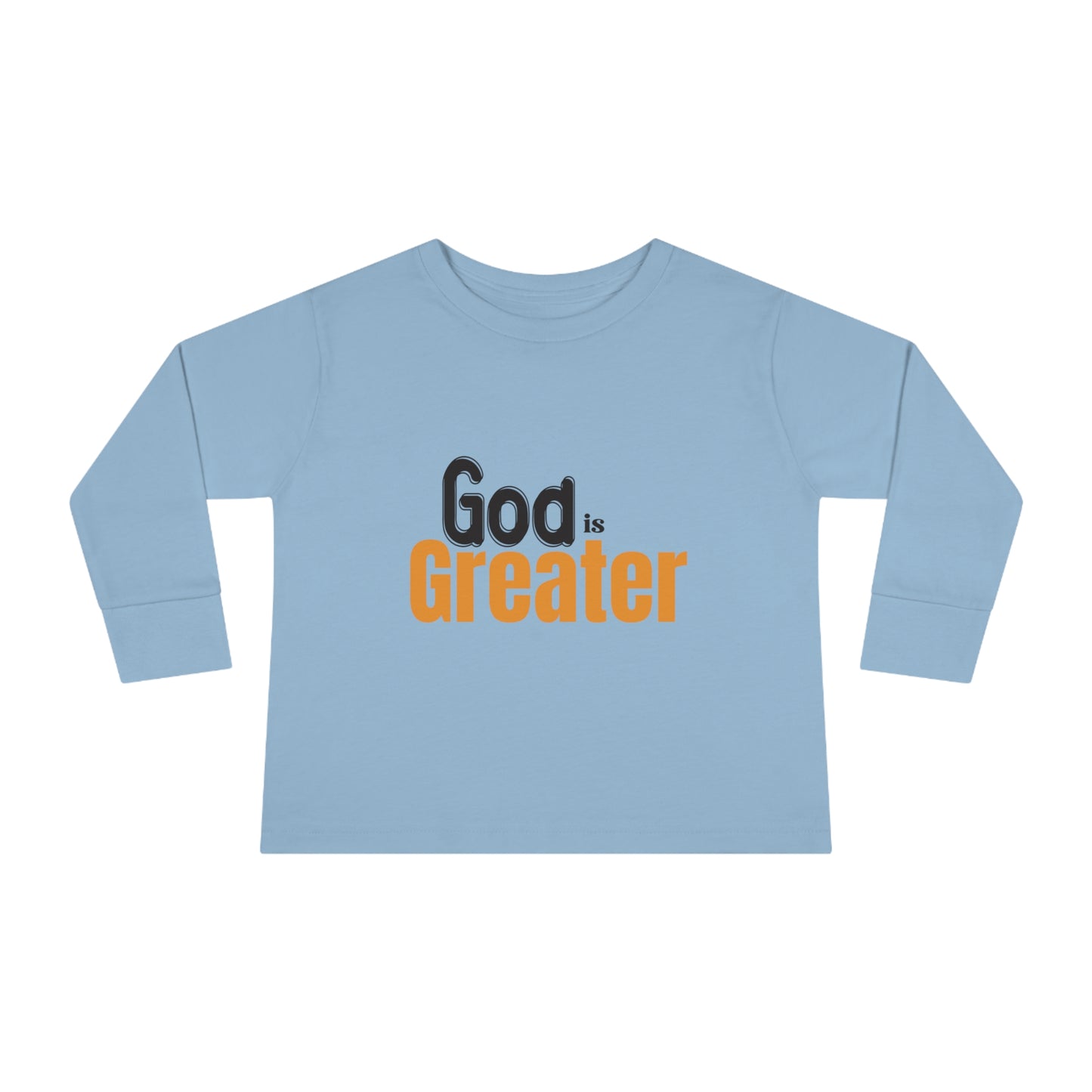God Is Greater Toddler Christian Sweatshirt Printify