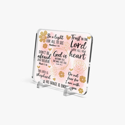 He Is Within Her Christian Acrylic Plaque with Stand - Rectangle - ClaimedbyGodDesigns