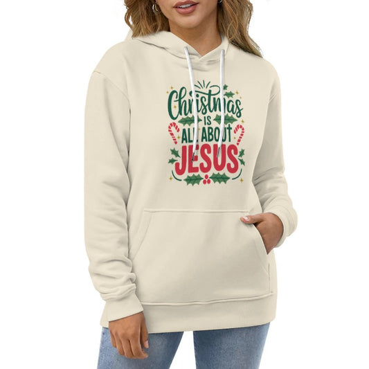 Christmas Is All About Jesus Women's Christian Pullover Hooded Sweatshirt