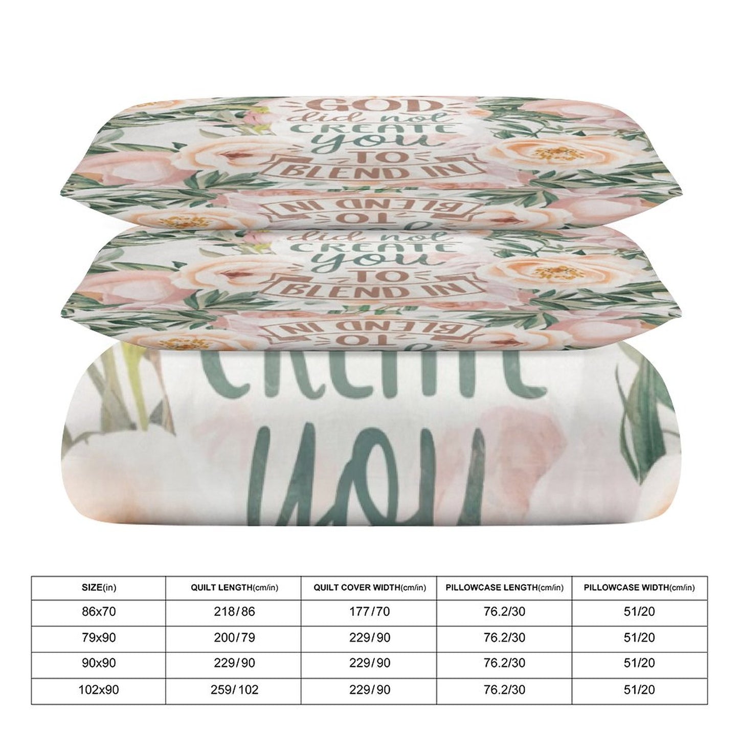 God Did Not Create You To Blend In 3-Piece Christian Comforter Bedding Set-86"×70"/ 218×177cm SALE-Personal Design