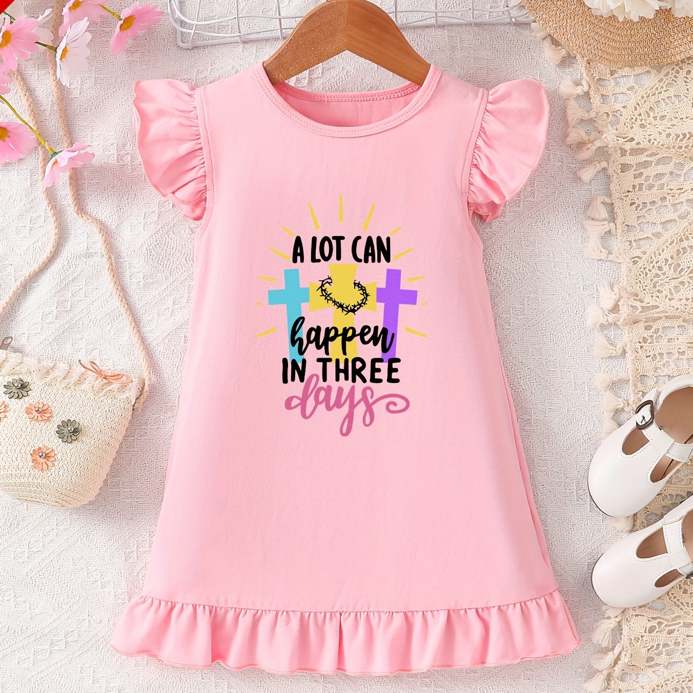 Alot Can Happen In Three Days Christian Toddler Dress claimedbygoddesigns