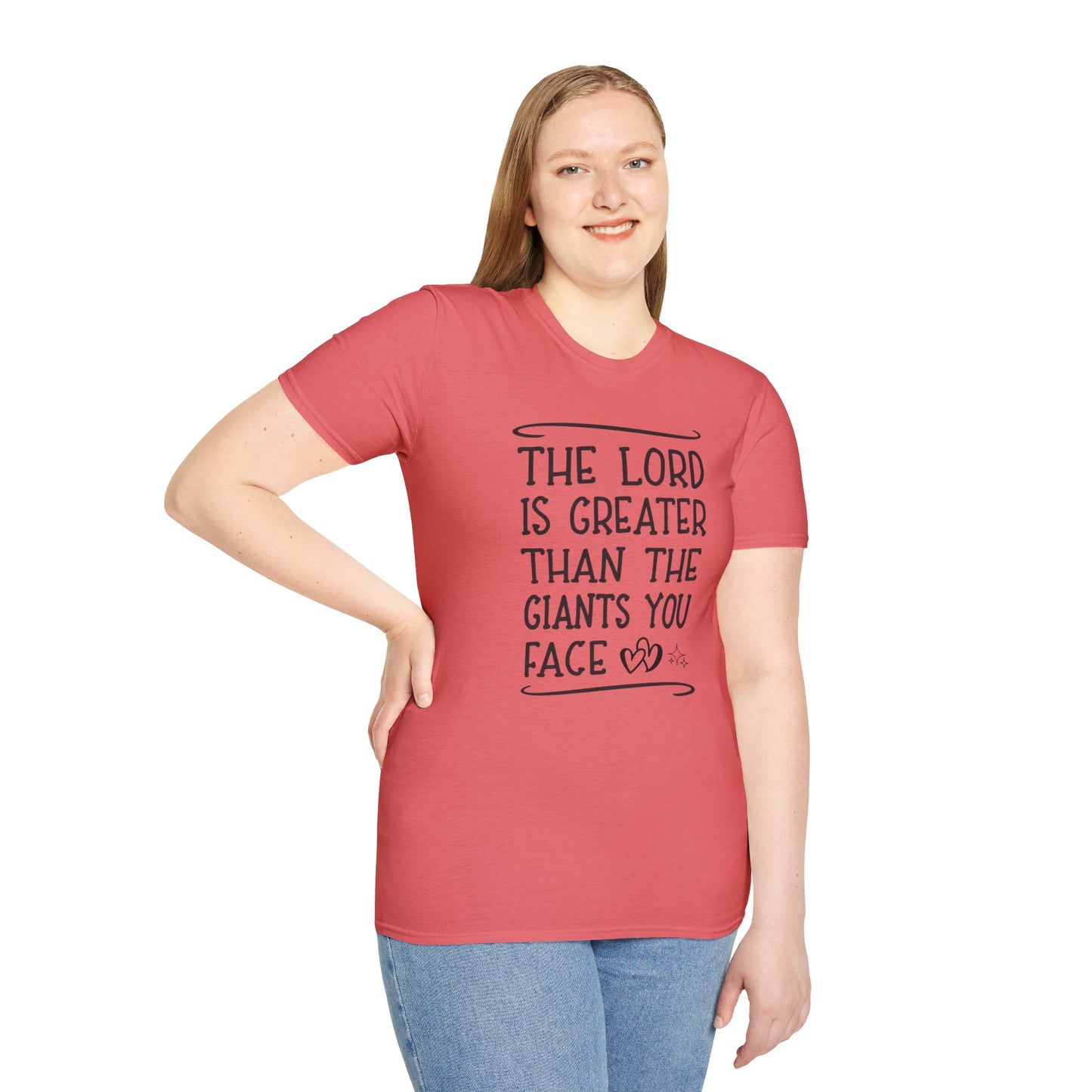 The Lord Is Greater Than The Giants You Face Women's Christian T-shirt