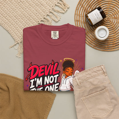 Devil I'm Not the One Today T-Shirt — Funny Angel vs Devil Graphic Tee - ClaimedbyGodDesigns