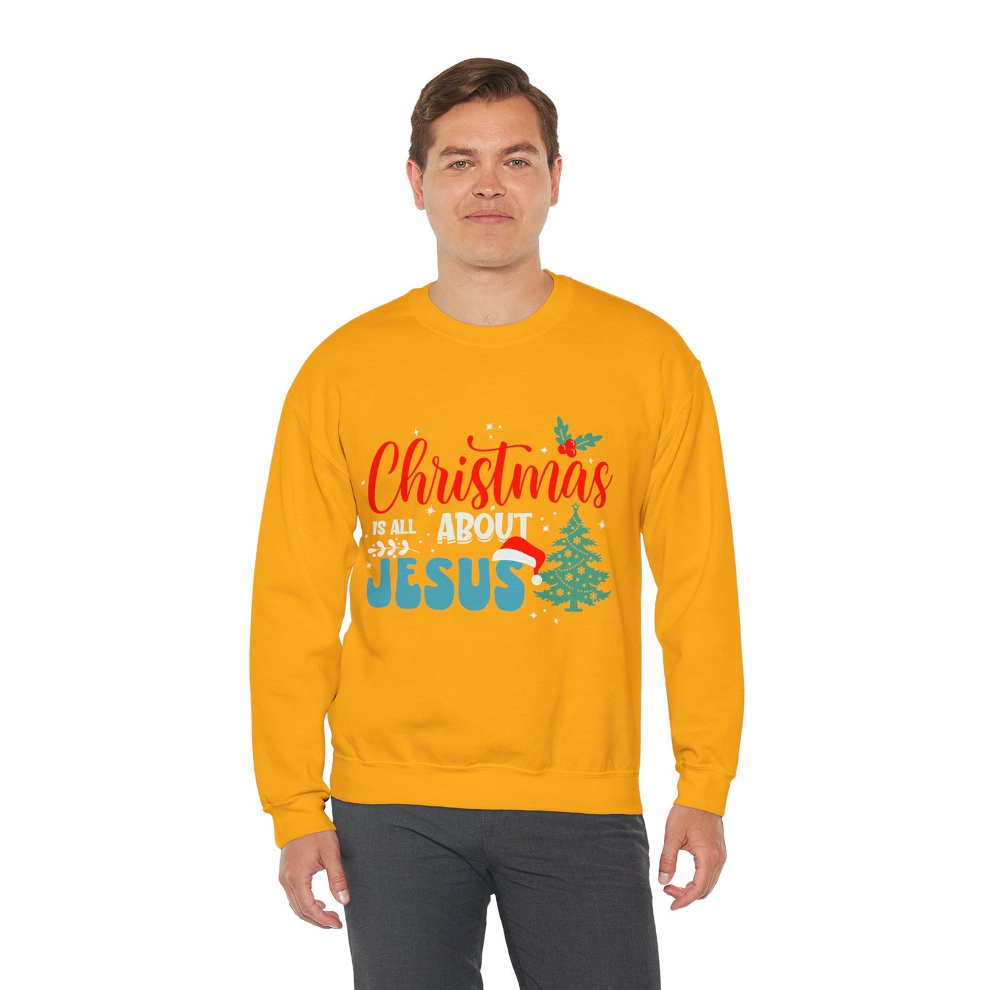 Christmas Is All About Jesus (Christmas Themed) Unisex Heavy Blend™ Crewneck Christian Sweatshirt