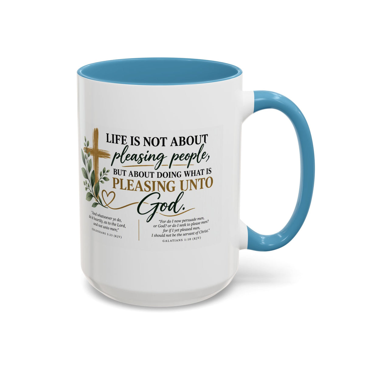 Christian Coffee Mug – "Pleasing Unto God" Inspirational Accent Mug (11/15oz)
