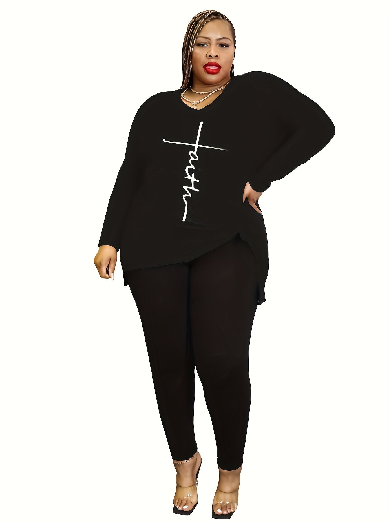 Faith Plus Size Women's Christian Casual Outfit claimedbygoddesigns