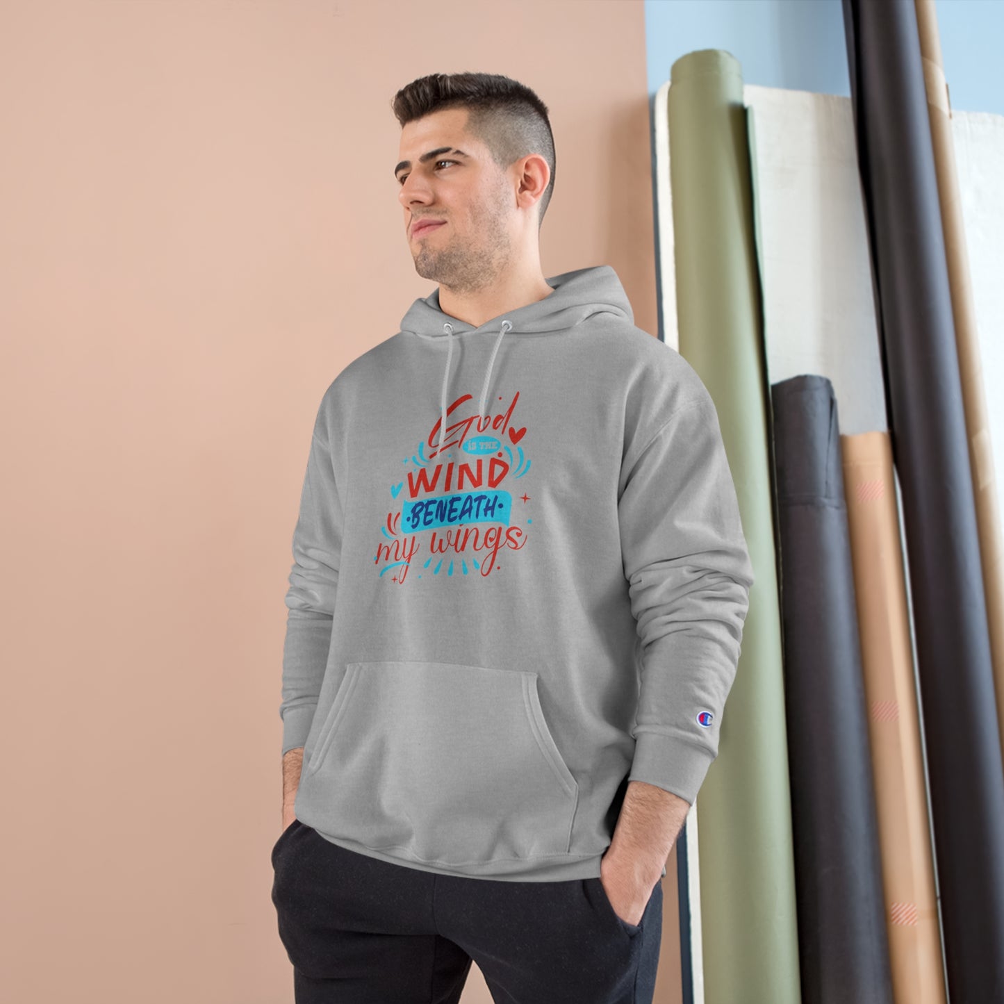 God Is The Wind Beneath My Wings Unisex Champion Hoodie