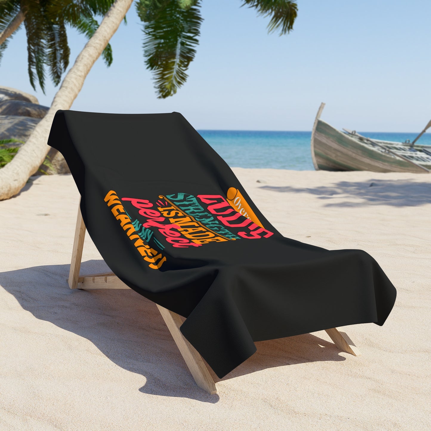 Overcomer God's Strength Is Made Perfect In My Weakness Christian Beach Towel Printify