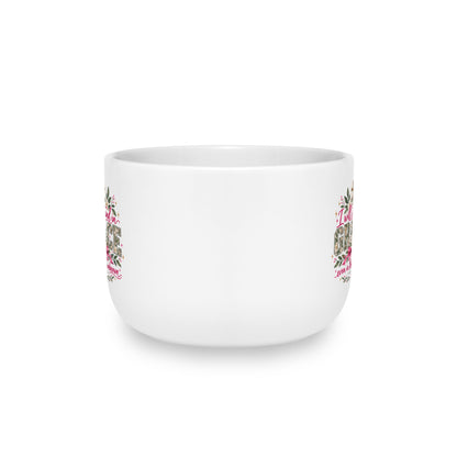 25oz Ceramic Latte Mug — Floral Leopard Accent with Message: “I will stand in grace even in the unknown”
