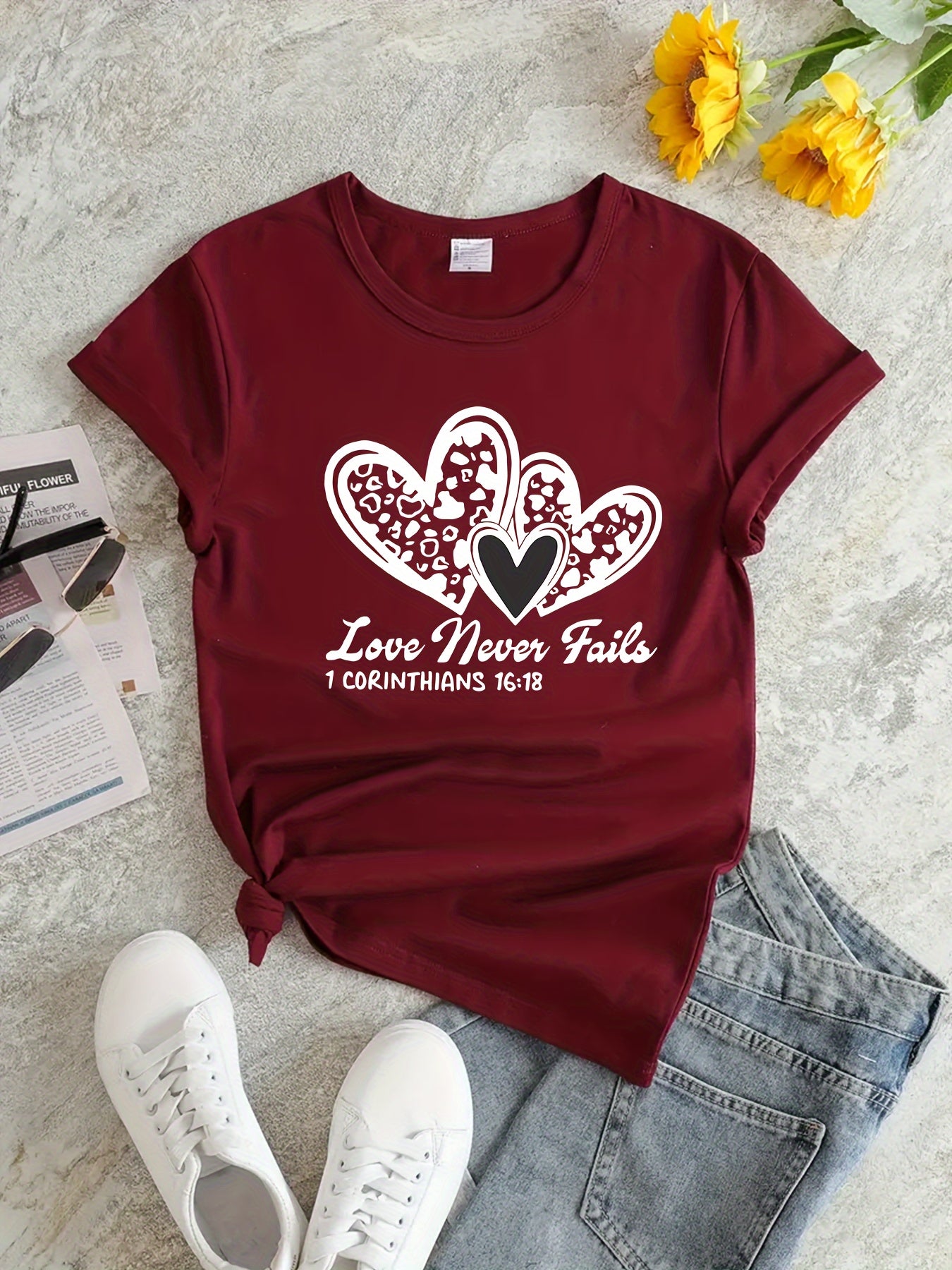 Love Never Fails Women's Christian T-shirt claimedbygoddesigns