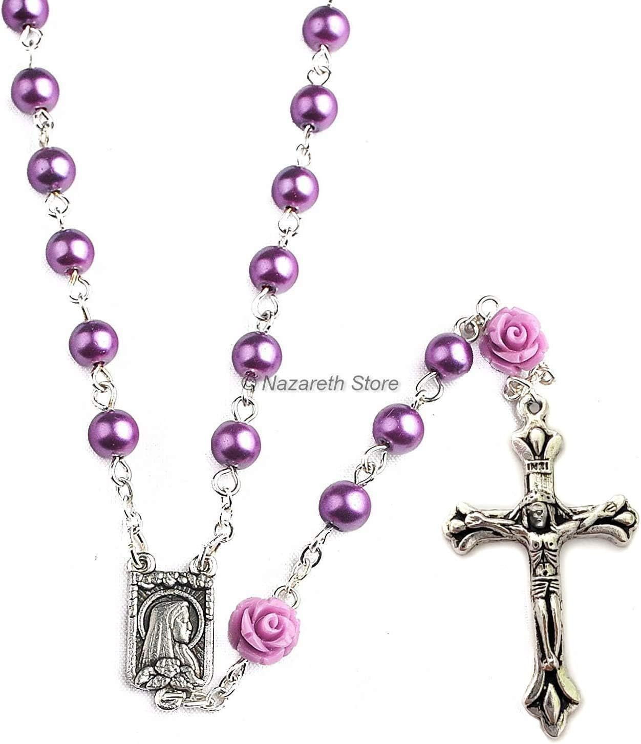 Purple Pearl Beads Rosary Necklace claimedbygoddesigns
