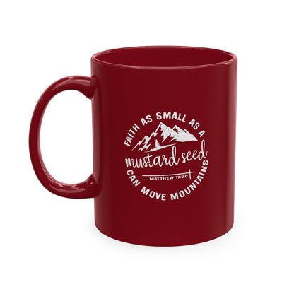 Mustard Christian Ceramic Mug — "Faith as Small as a Mustard Seed" Inspirational Coffee Cup