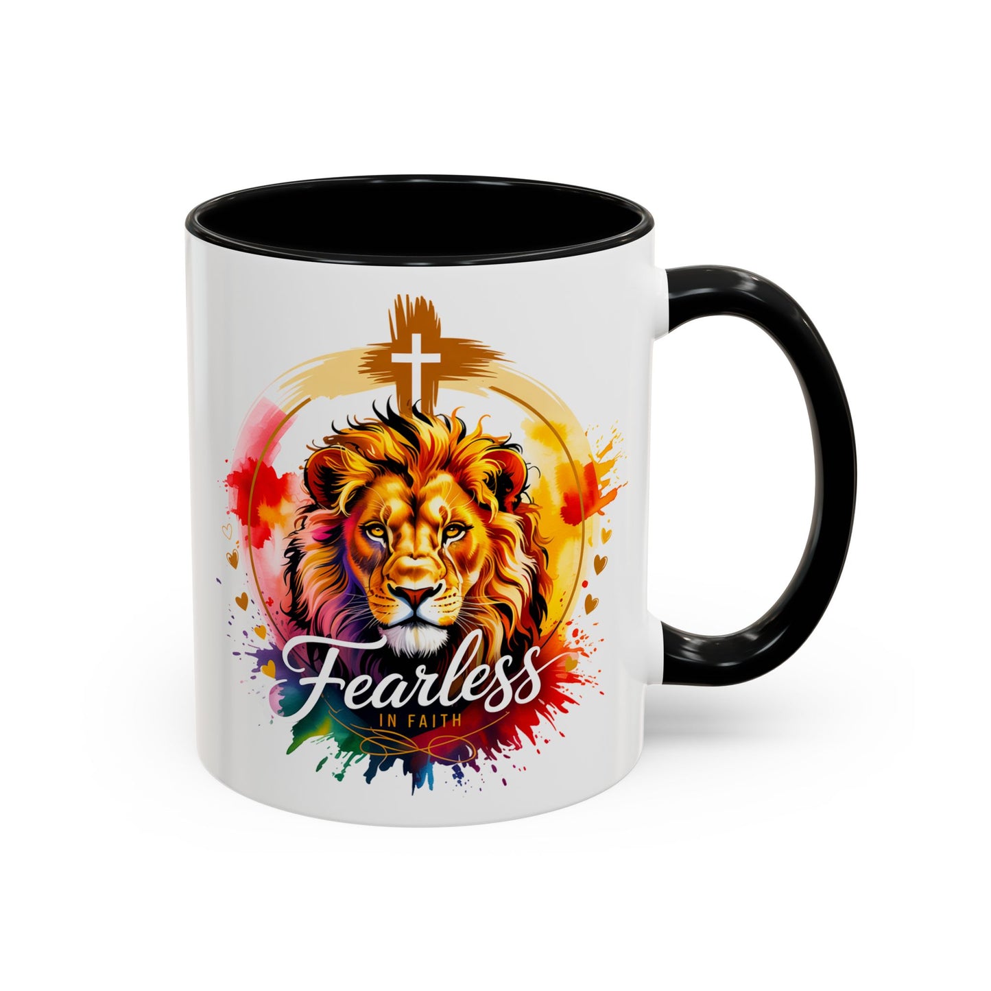 Fearless in Faith Lion Coffee Accent Mug - 11oz & 15oz Inspirational Drinkware