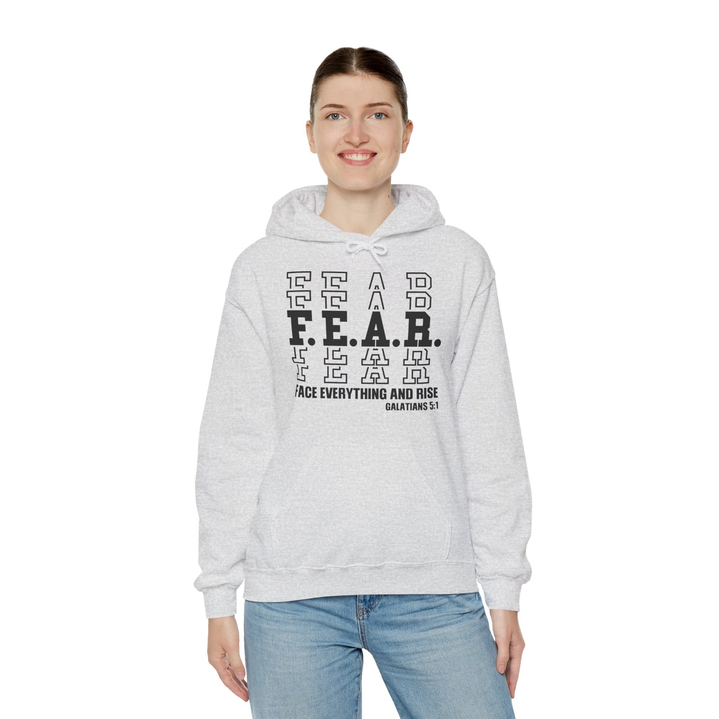 FEAR Face Everything And Rise Unisex Christian Hooded Pullover Sweatshirt