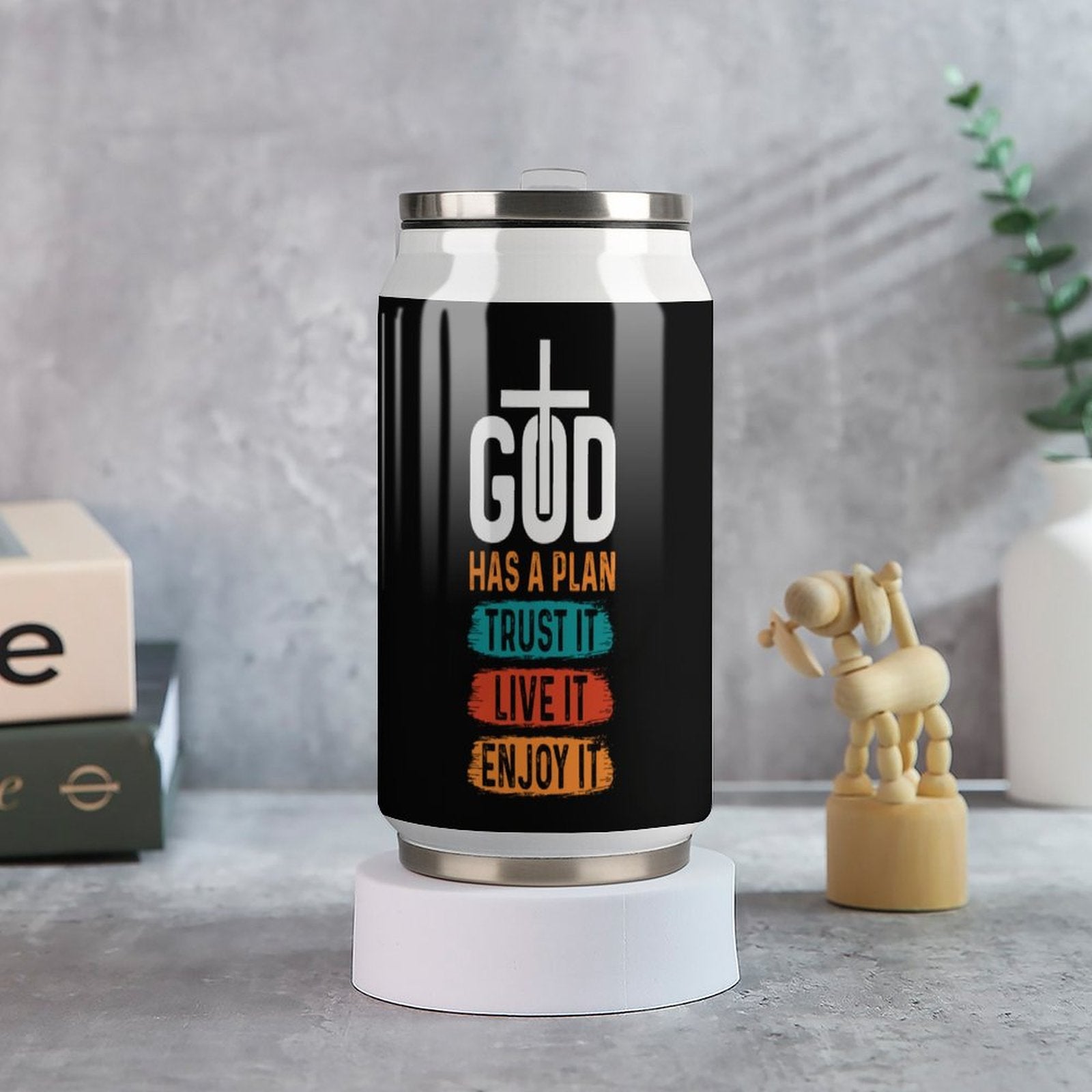 God Has A Plan Trust It Live It Enjoy It Unique Christian Stainless Steel Tumbler with Straw SALE-Personal Design