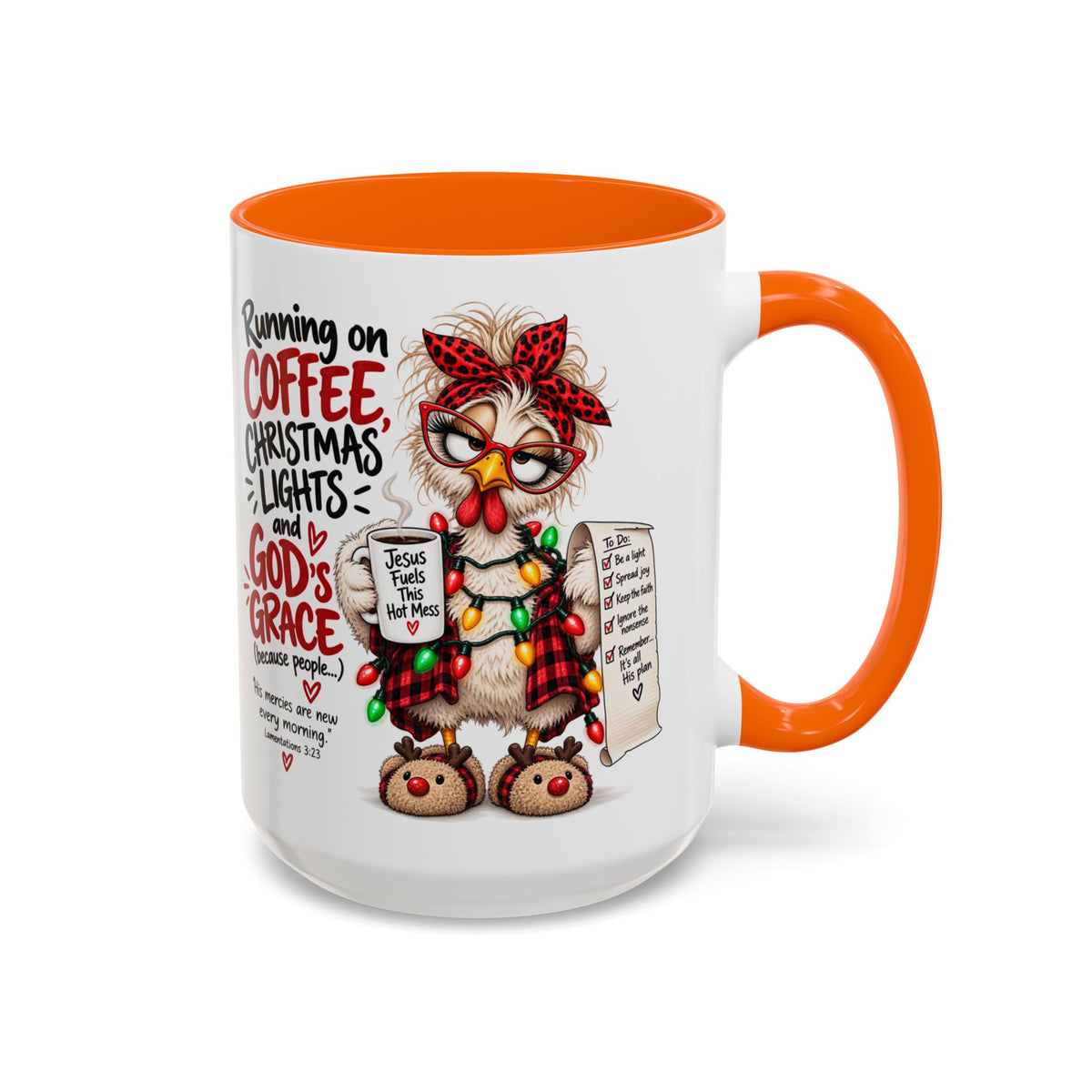 Running on Coffee, Christmas Lights and God’s Grace Christmas Mug