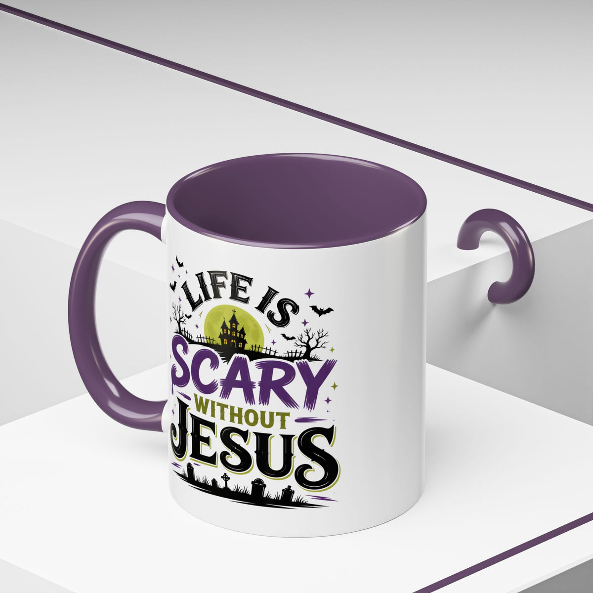 Coffee Mug — “Life Is Scary Without Jesus” Halloween Christian Accent Mug (11/15oz)