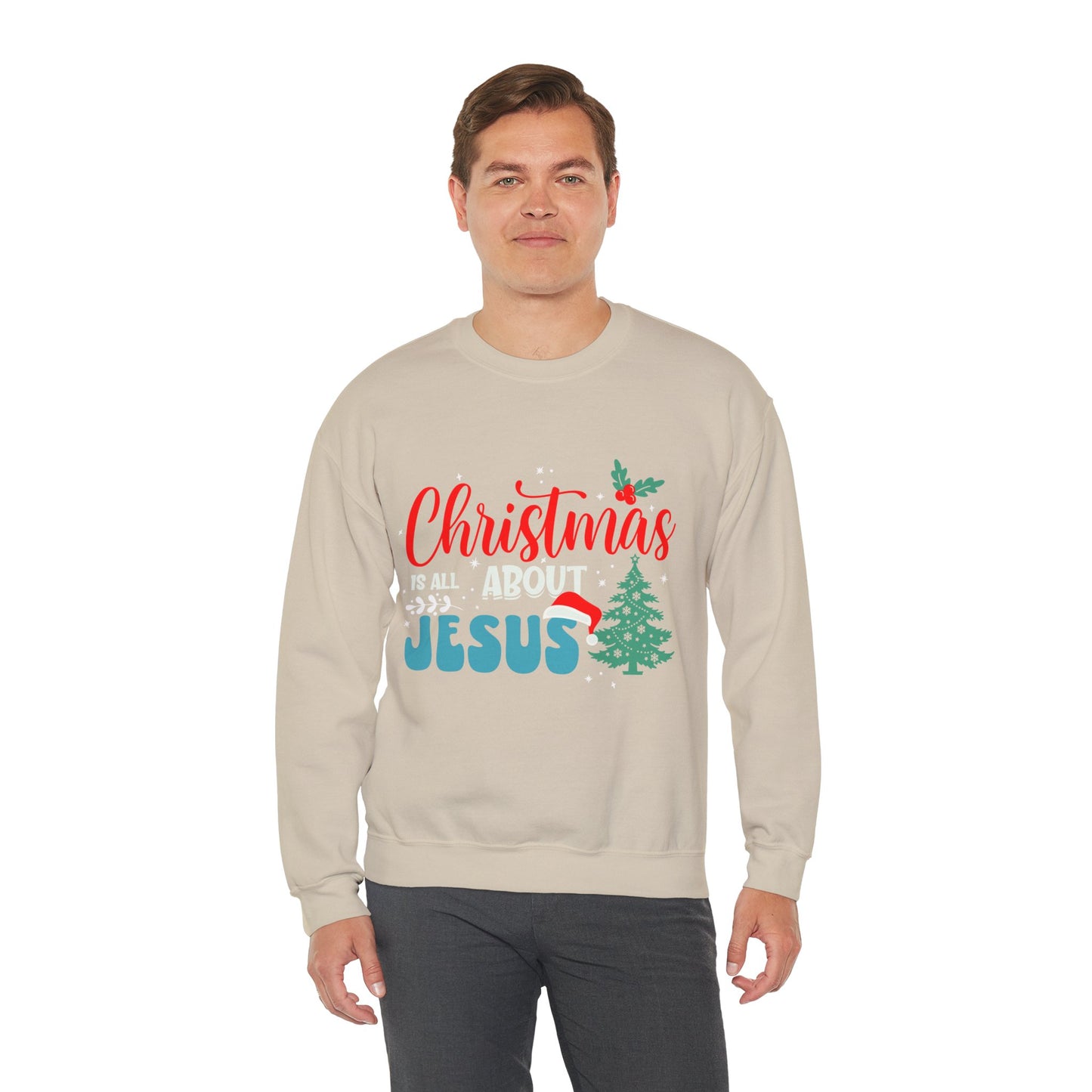 Christmas Is All About Jesus (Christmas Themed) Unisex Heavy Blend™ Crewneck Christian Sweatshirt