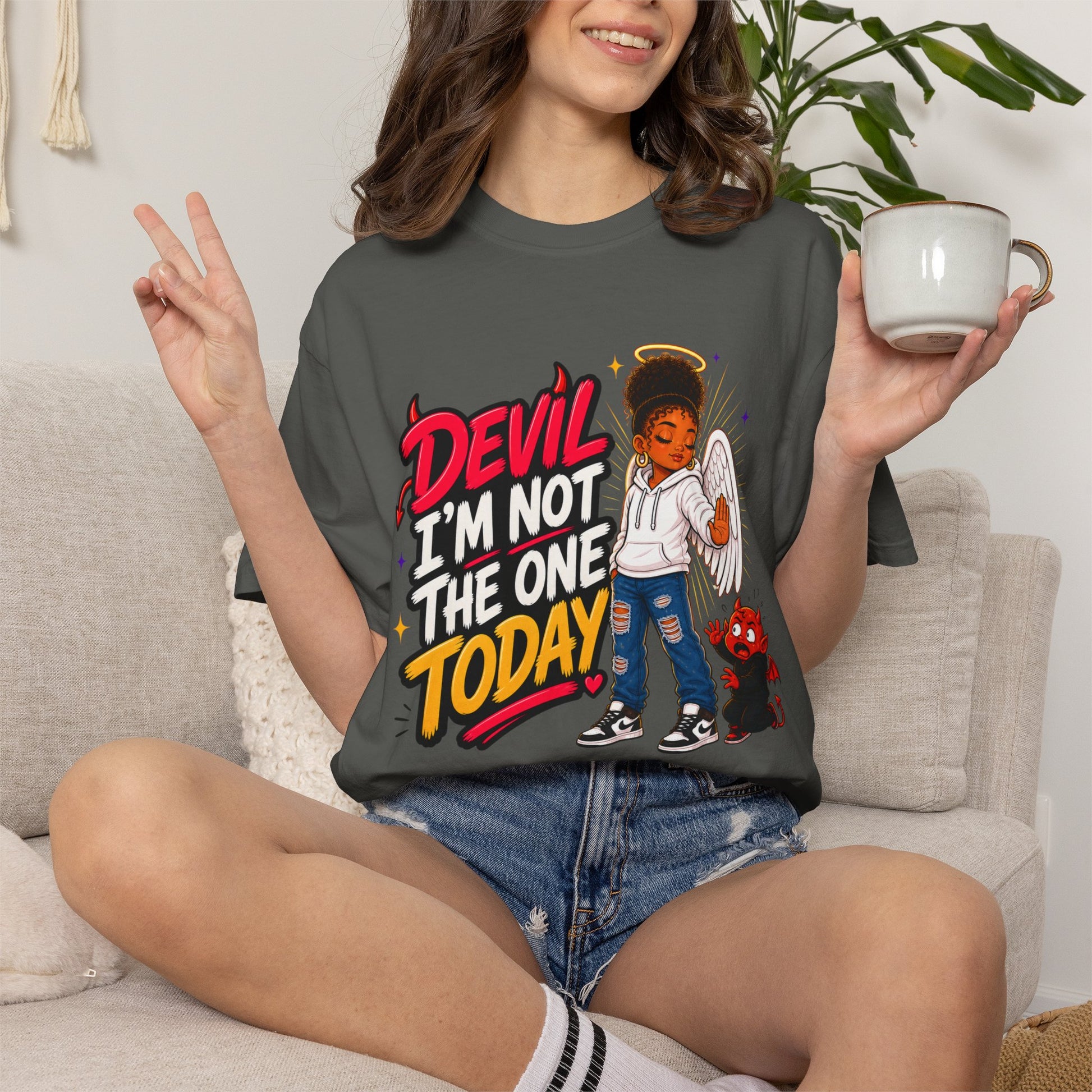 Devil I'm Not the One Today T-Shirt — Funny Angel vs Devil Graphic Tee - ClaimedbyGodDesigns