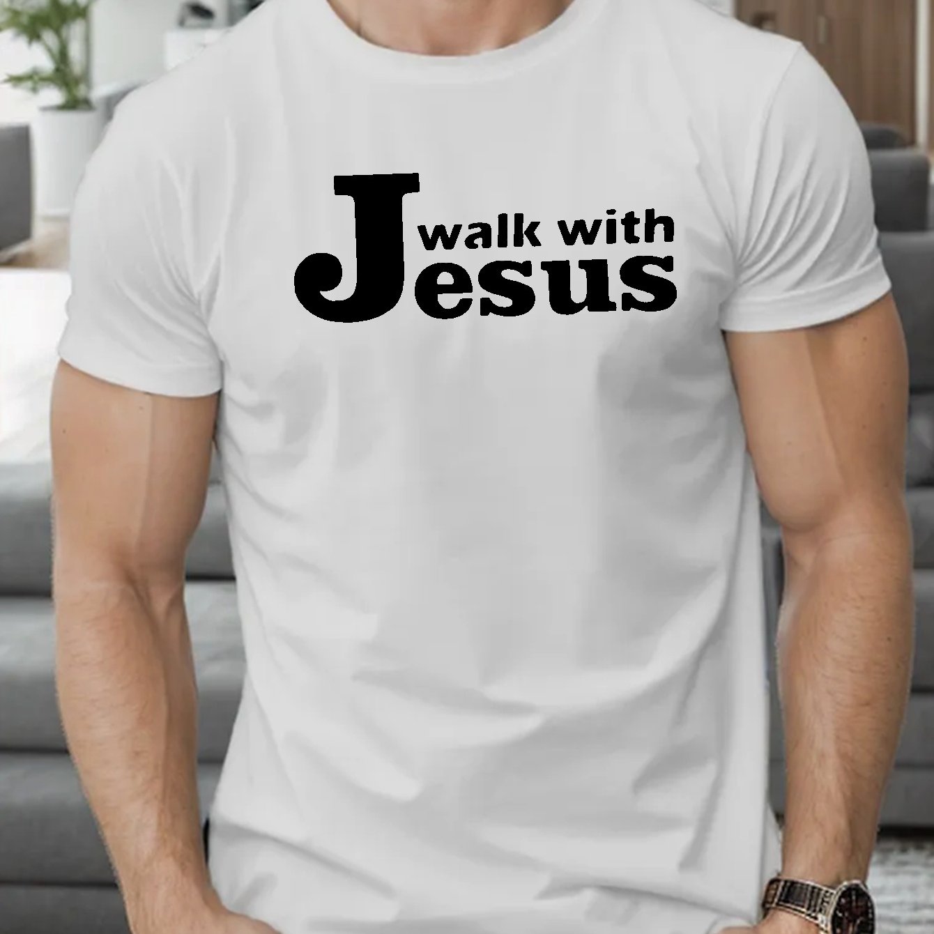 Walk With Jesus Men's Christian T-shirt claimedbygoddesigns