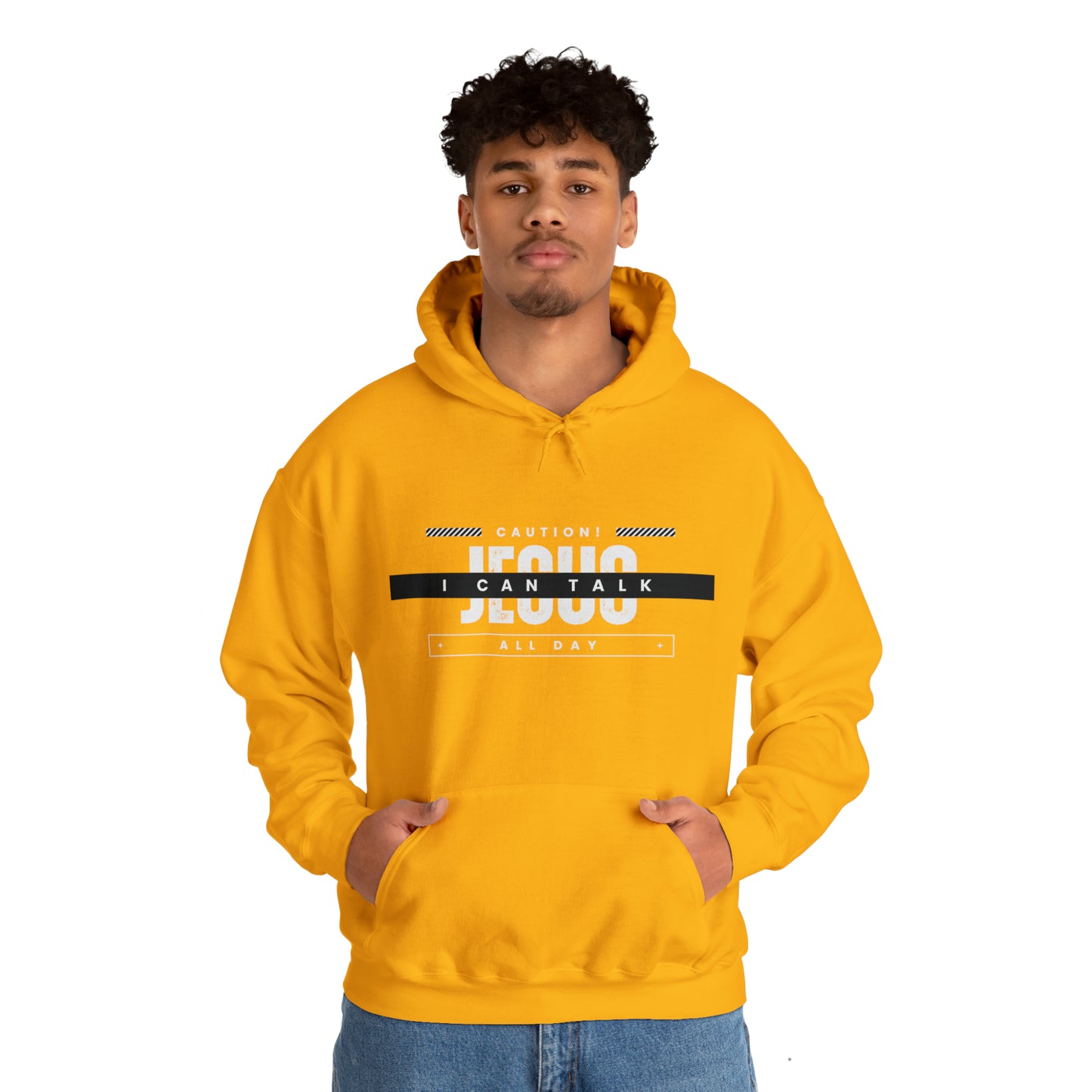 Caution I Can Talk Jesus All Day Unisex Hooded Sweatshirt Printify