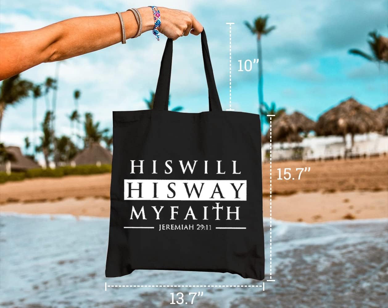 His Will His Way My Faith Christian Tote Bag claimedbygoddesigns
