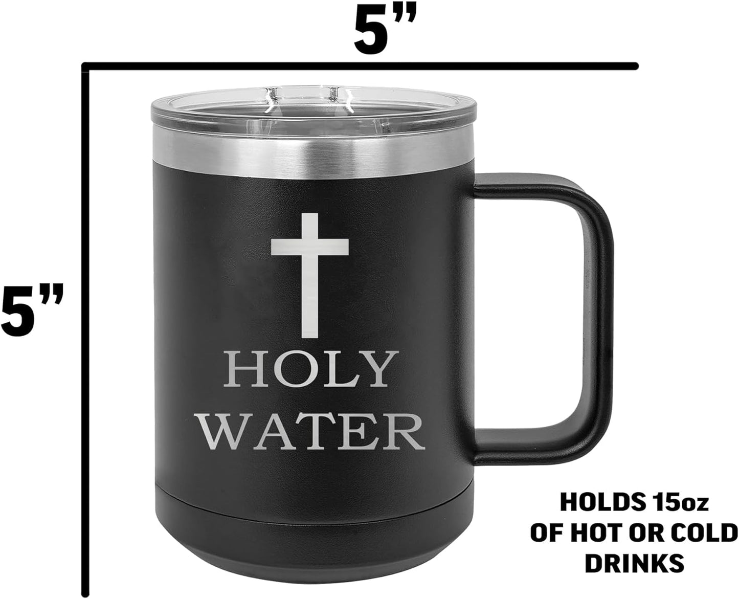 Holy Water Funny Heavy Duty Stainless Steel Black Christian Tumbler With Lid claimedbygoddesigns