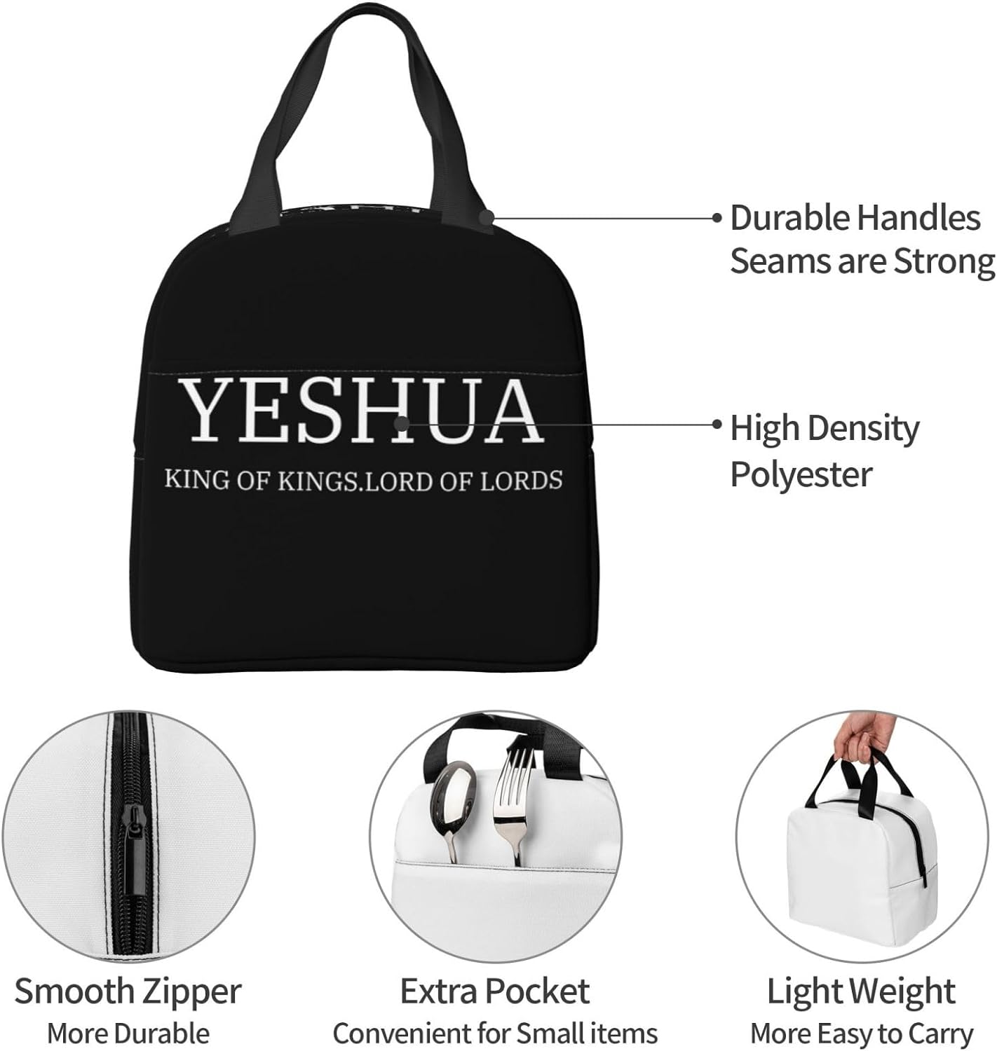 Yeshua King OF Kings Lord Of Lords Christian Lunch Bag claimedbygoddesigns