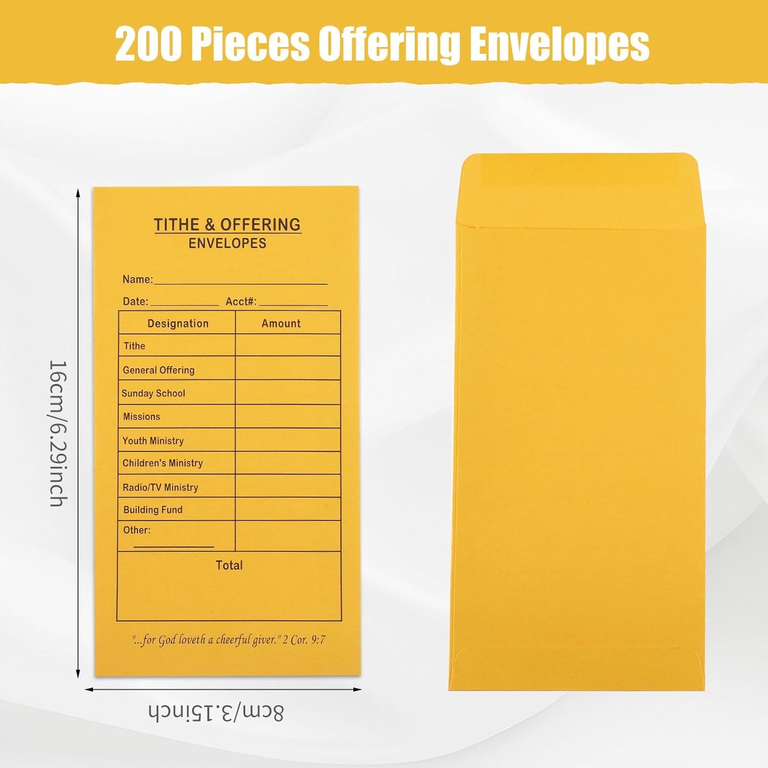 200 Golden Church Tithe Envelopes for Tithing Checks  Cash claimedbygoddesigns