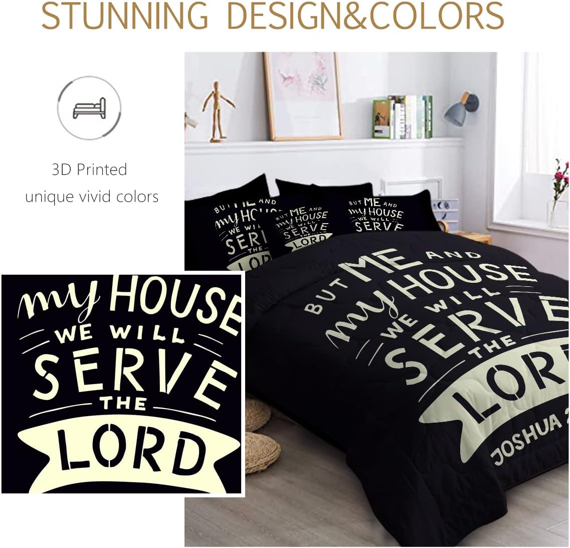 But Me & My House We Will Serve The Lord Christian Comforter Set claimedbygoddesigns