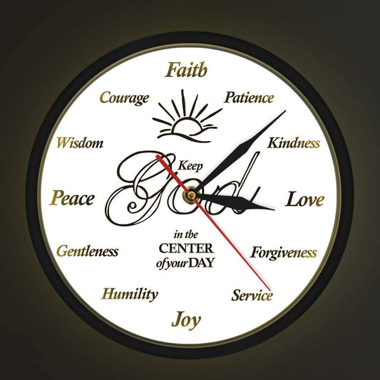 Keep God At The Center Of Your Day Voice Control LED Light Clock with Night Light Christian Gift Idea claimedbygoddesigns