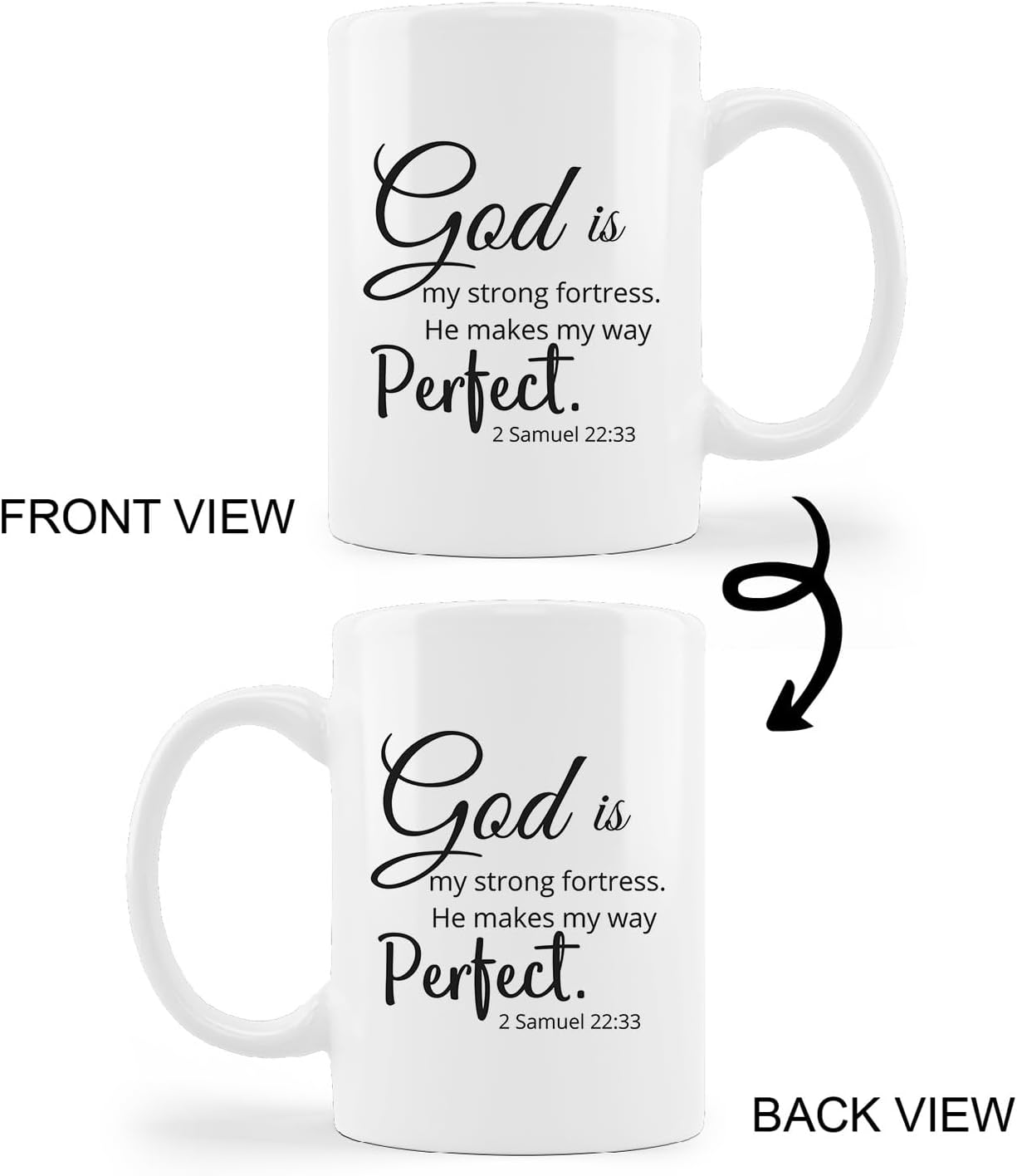 God Is My Strong Fortress Christian White Ceramic Mug 11 oz. claimedbygoddesigns